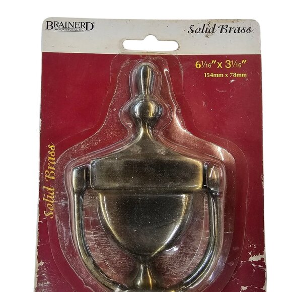 Brainerd Door Knocker Solid Antique Brass 6 1/16" x 3 1/16" NOS Part # 83257 - Picture 3 of 10